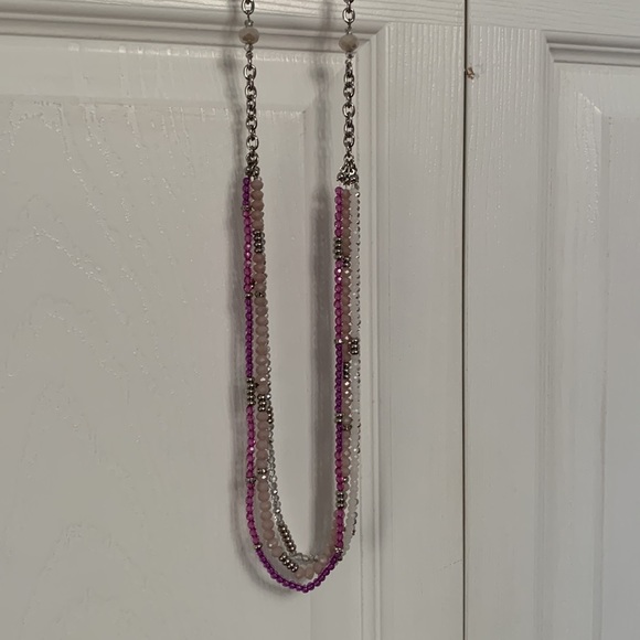 WHBM Long Chain Linked Necklace with Multi Color  Cut Beads - Picture 9 of 14